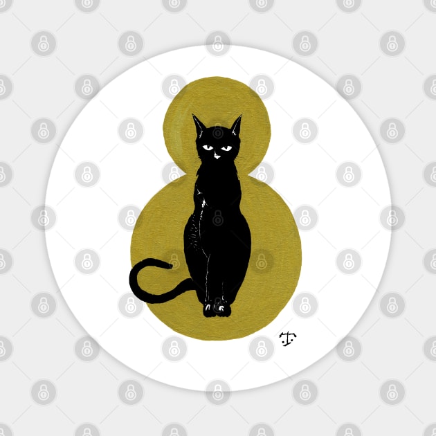 Gold Black Cat Magnet by tristan.r.rosenkreutz